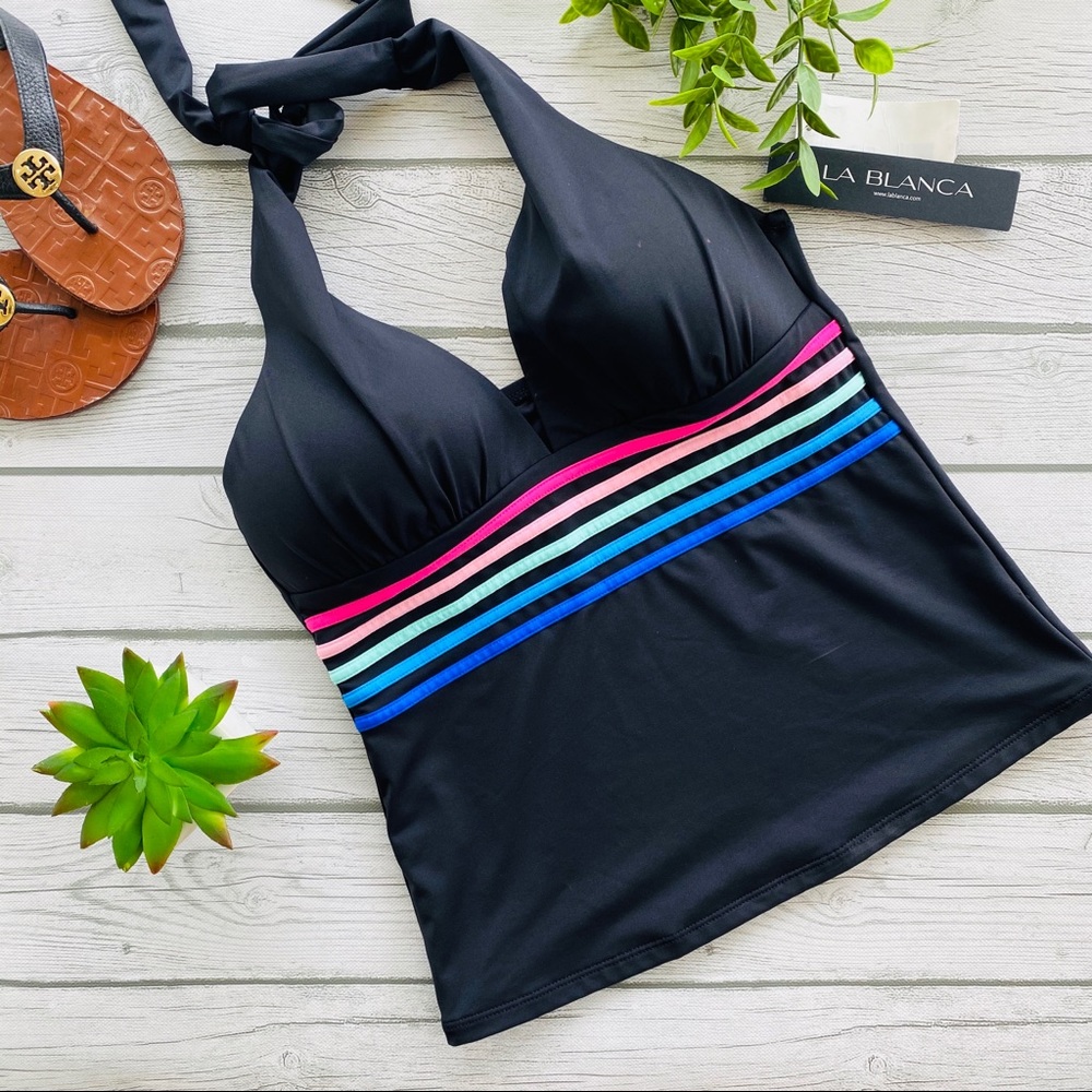 La Blanca V-Neck Spectrum Halter Tankini Top 4